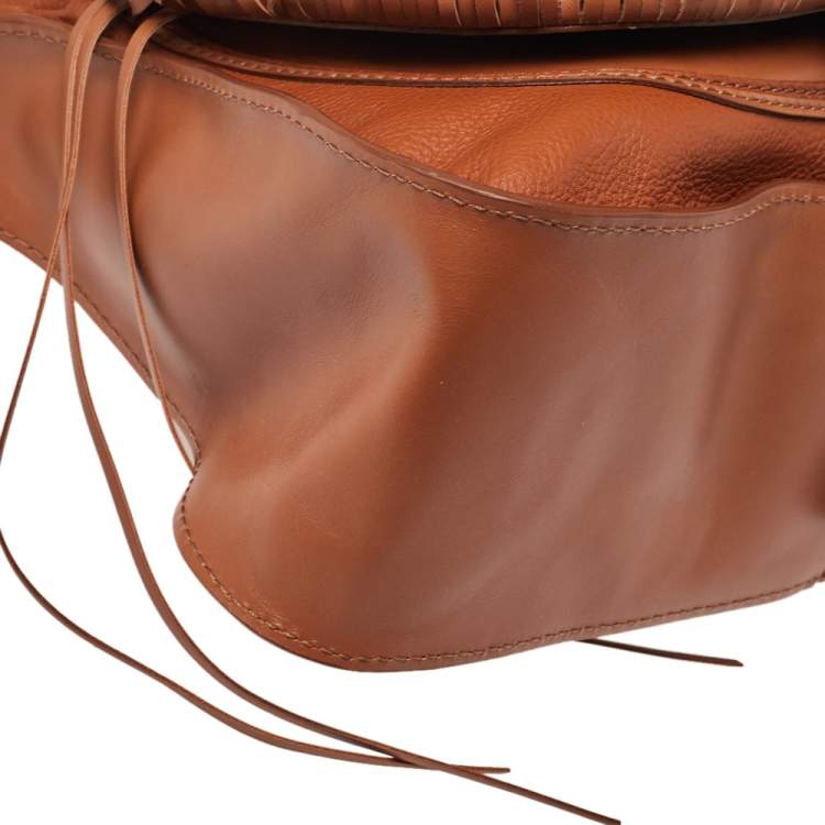 Pre Owned Chloe Brown Leather Medium Fringe Marcie Satchel