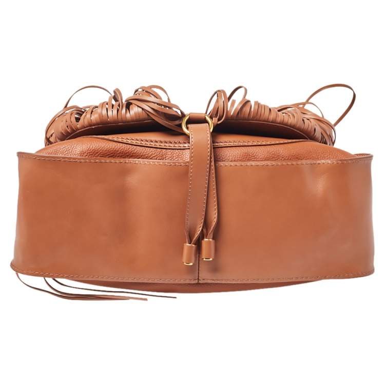 Pre Owned Chloe Brown Leather Medium Fringe Marcie Satchel
