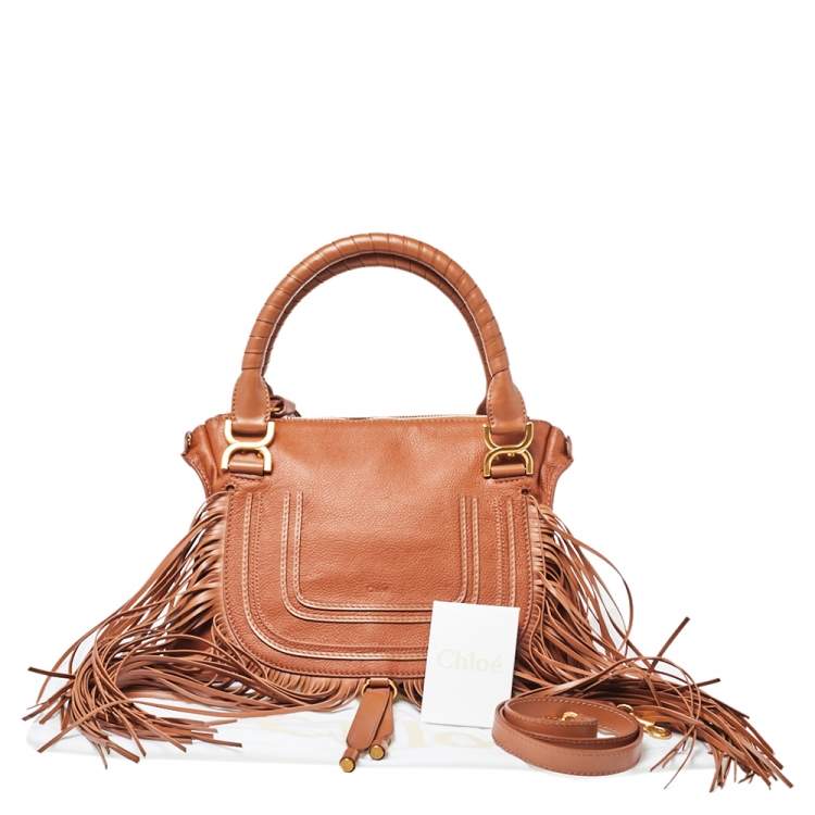 Pre Owned Chloe Brown Leather Medium Fringe Marcie Satchel