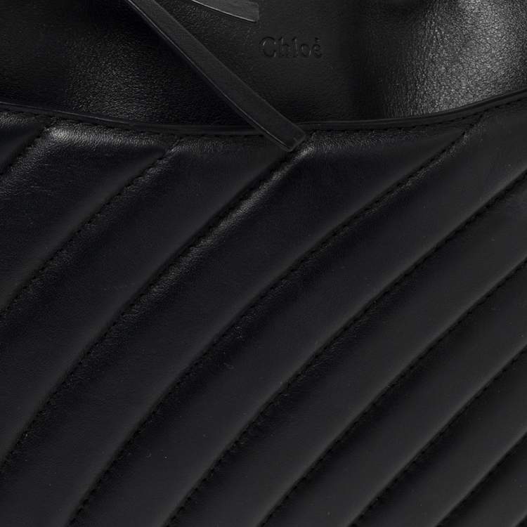 Pre Owned Chloe Black/Blue Quilted Leather Metal Roy Shoulder Bag
