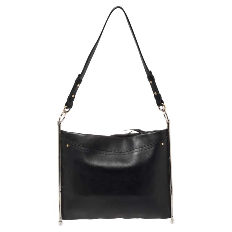 Pre Owned Chloe Black/Blue Quilted Leather Metal Roy Shoulder Bag