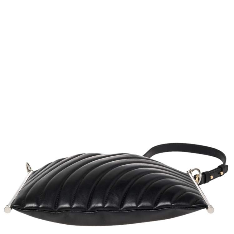 Pre Owned Chloe Black/Blue Quilted Leather Metal Roy Shoulder Bag