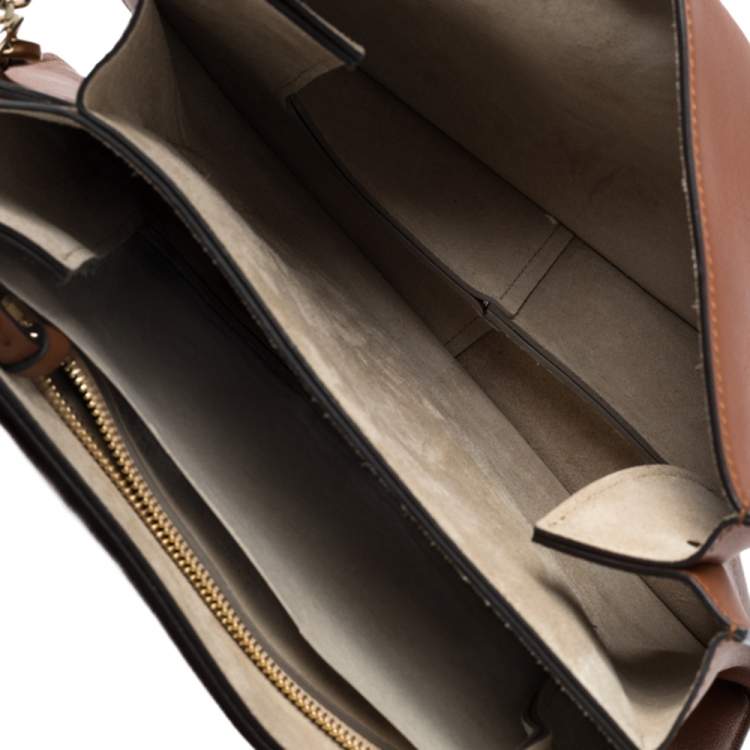 Pre Owned Chloe Cinnamon Brown Leather and Suede Medium Faye Shoulder Bag
