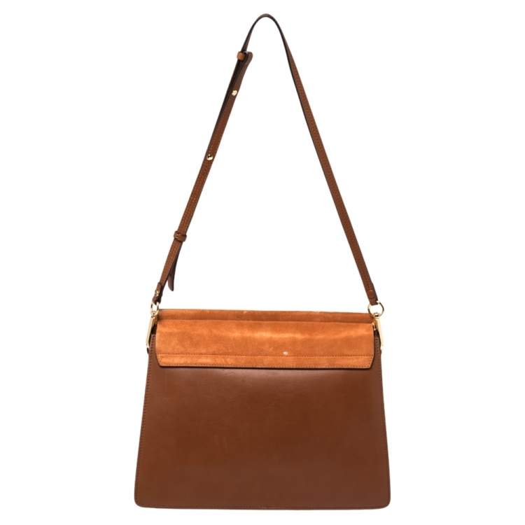 Pre Owned Chloe Cinnamon Brown Leather and Suede Medium Faye Shoulder Bag