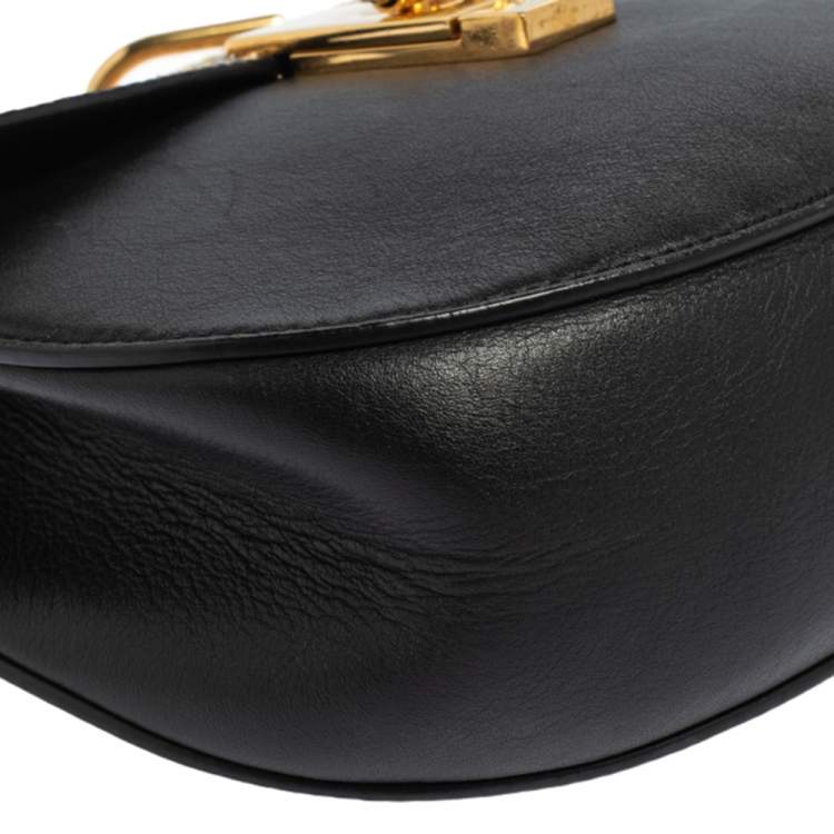 Pre Owned Chloe Black/Orange Leather and Suede Medium Drew Shoulder Bag