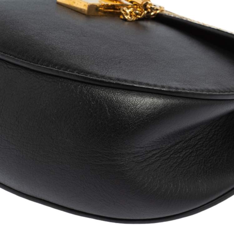 Pre Owned Chloe Black/Orange Leather and Suede Medium Drew Shoulder Bag