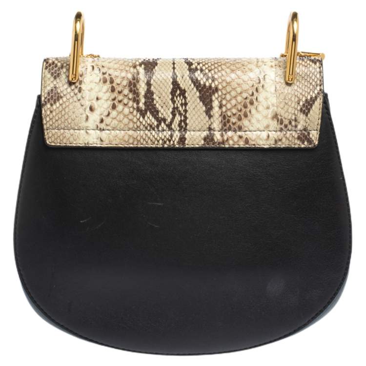 Pre Owned Chloe Black/Orange Leather and Suede Medium Drew Shoulder Bag