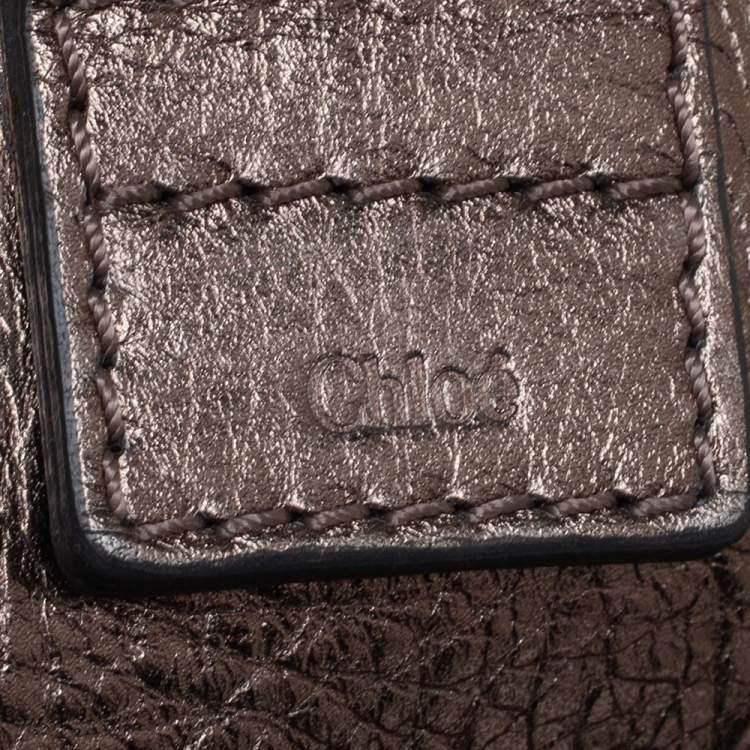 Pre Owned Chloe Metalic/Blue Canvas And Denim Logo Satchel 