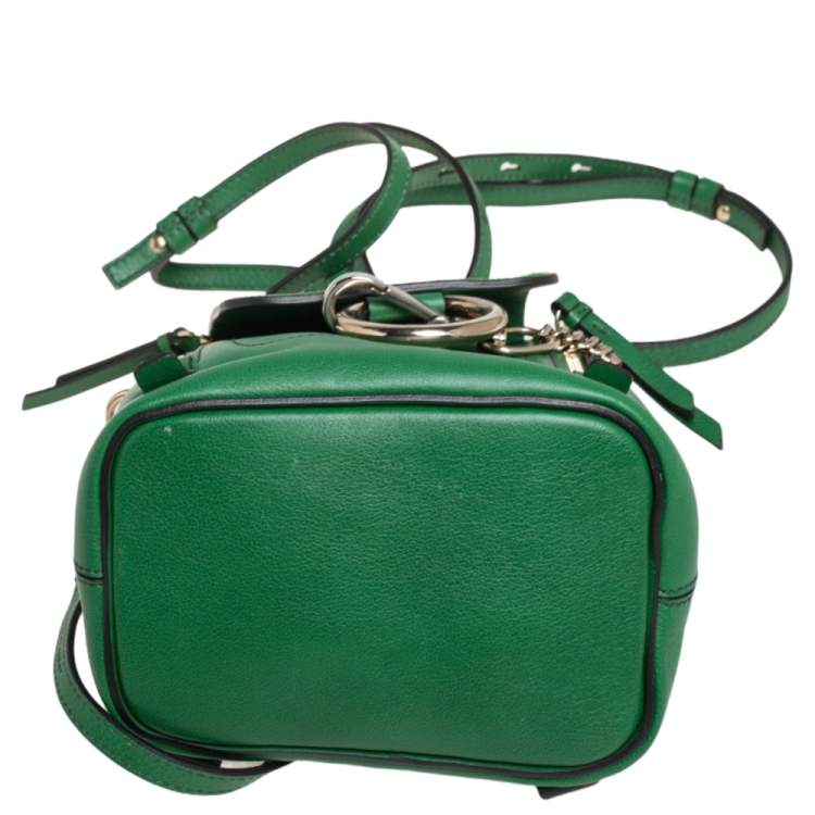 Pre Owned Chloe Green Leather and Suede Mini Faye Daye Backpack