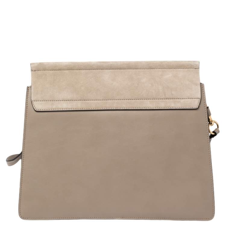 Pre Owned Chloe Grey Leather and Suede Medium Faye Shoulder Bag