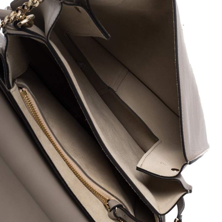 Pre Owned Chloe Grey Leather and Suede Medium Faye Shoulder Bag