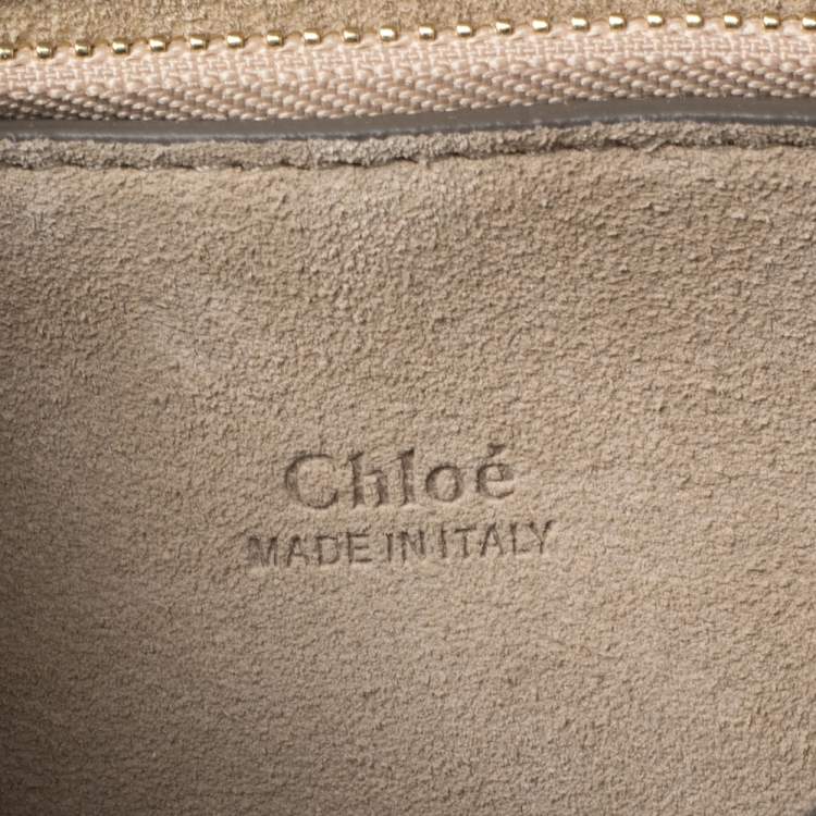 Pre Owned Chloe Grey Leather and Suede Medium Faye Shoulder Bag