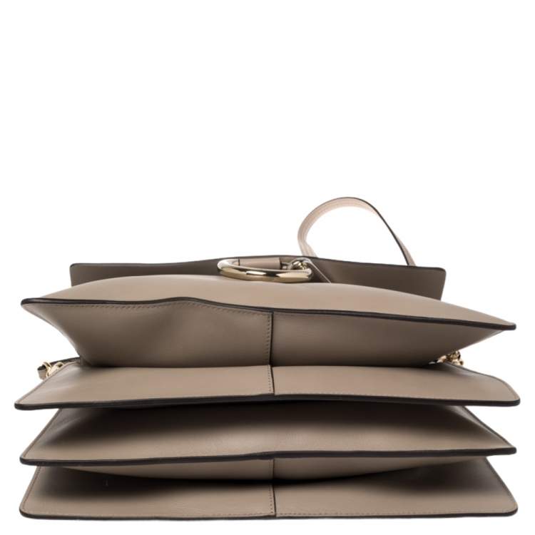 Pre Owned Chloe Grey Leather and Suede Medium Faye Shoulder Bag