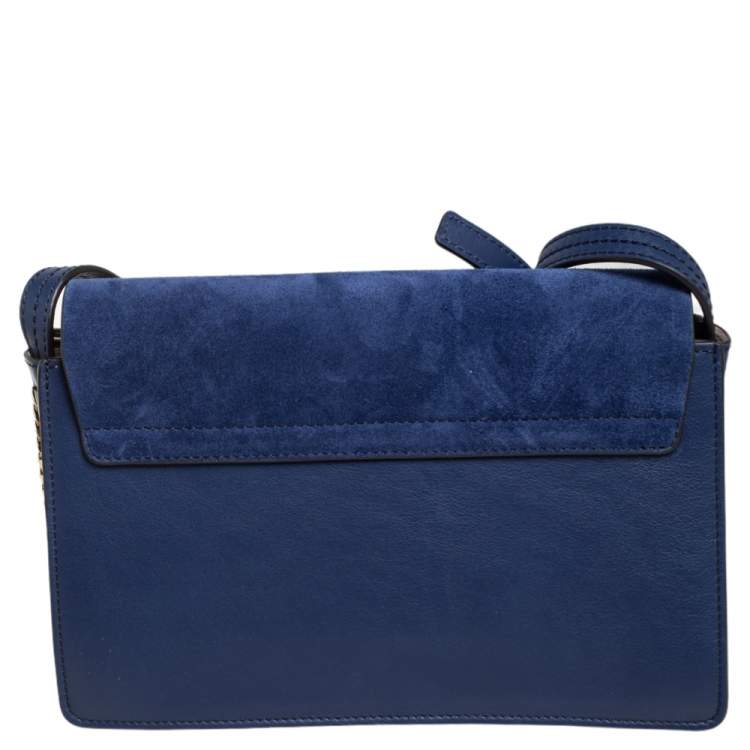 Pre Owned Chloe Blue Leather and Suede Small Faye Shoulder Bag
