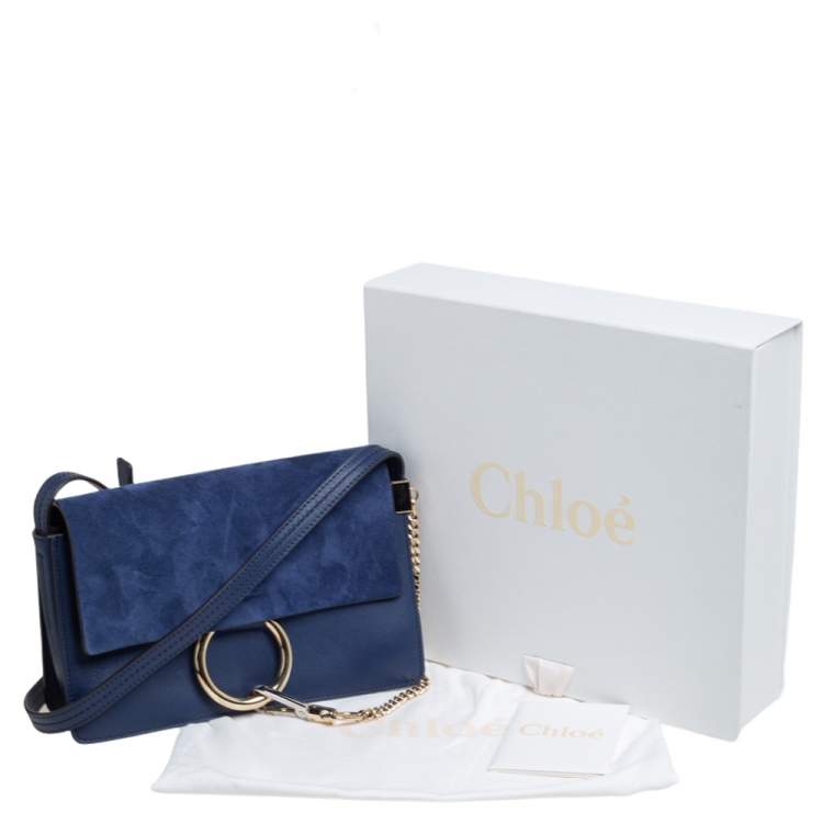 Pre Owned Chloe Blue Leather and Suede Small Faye Shoulder Bag