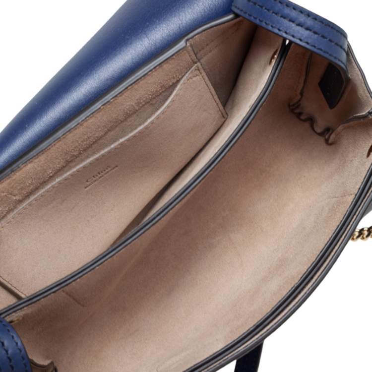Pre Owned Chloe Blue Leather and Suede Small Faye Shoulder Bag