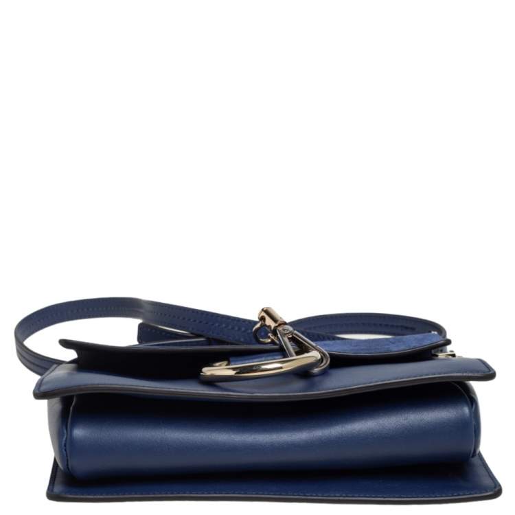 Pre Owned Chloe Blue Leather and Suede Small Faye Shoulder Bag