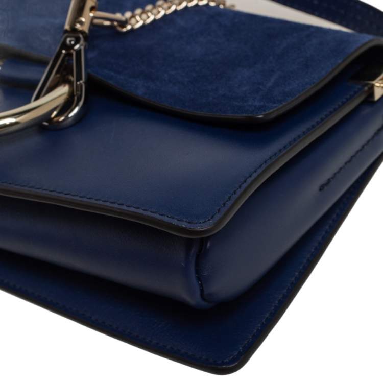 Pre Owned Chloe Blue Leather and Suede Small Faye Shoulder Bag