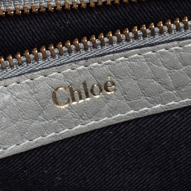 Pre Owned Chloe Grey Pebbled Leather Medium Sally Flap Shoulder Bag