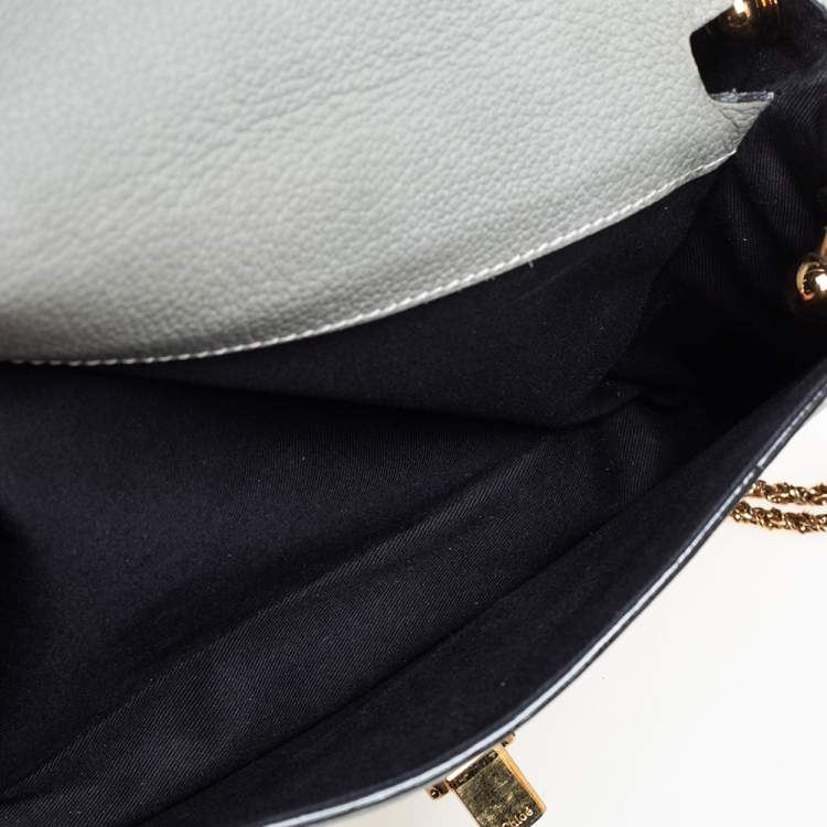 Pre Owned Chloe Grey Pebbled Leather Medium Sally Flap Shoulder Bag