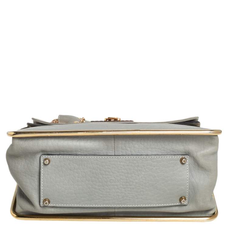 Pre Owned Chloe Grey Pebbled Leather Medium Sally Flap Shoulder Bag
