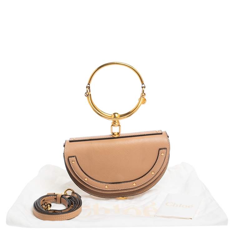 Pre Owned Chloe Beige Leather Small Nile Bracelet Minaudiere Crossbody Bag