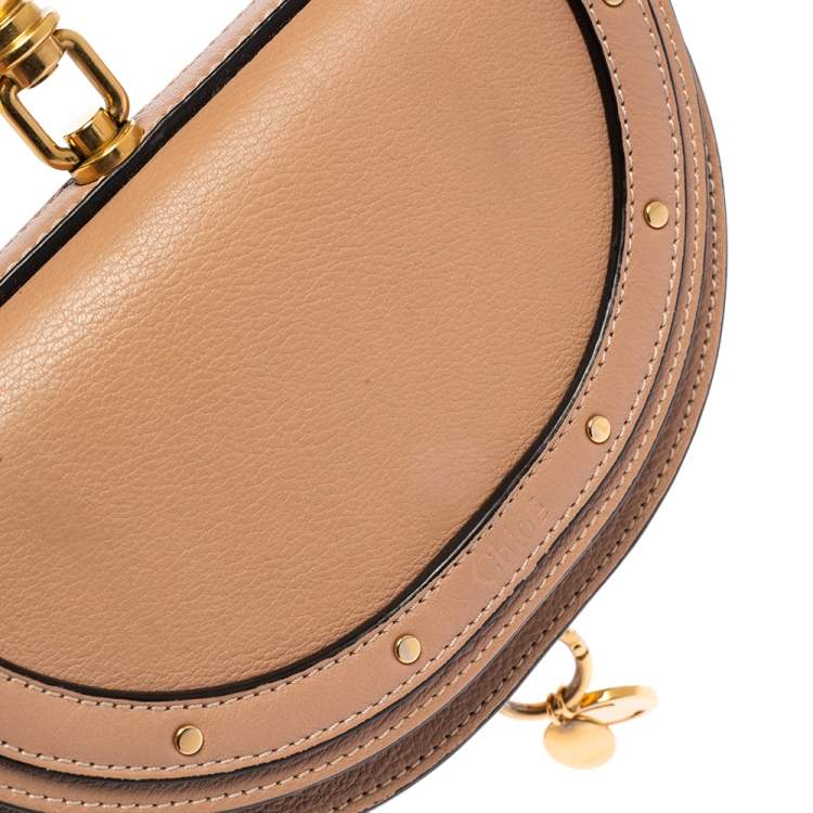 Pre Owned Chloe Beige Leather Small Nile Bracelet Minaudiere Crossbody Bag