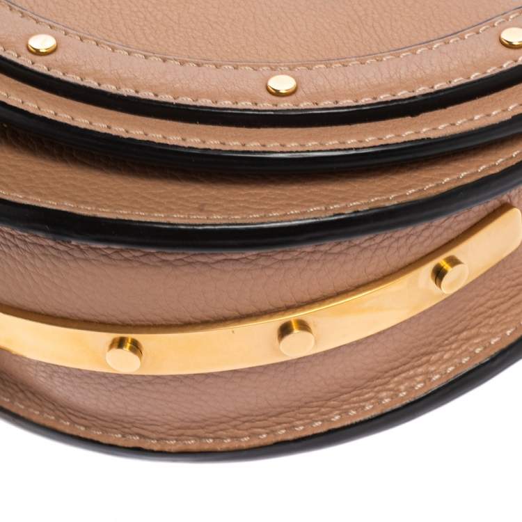 Pre Owned Chloe Beige Leather Small Nile Bracelet Minaudiere Crossbody Bag