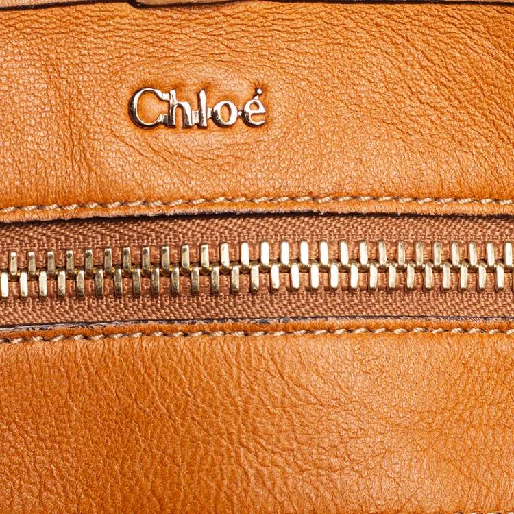 Pre Owned Chloe Tan Leather Braided Handle Convertible Tote 