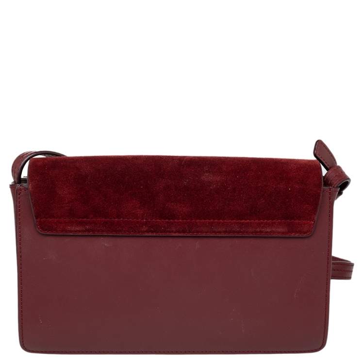 Pre Owned  Chloe Burgundy Leather And Suede Small Faye Shoulder Bag
