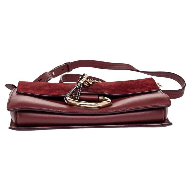 Pre Owned  Chloe Burgundy Leather And Suede Small Faye Shoulder Bag