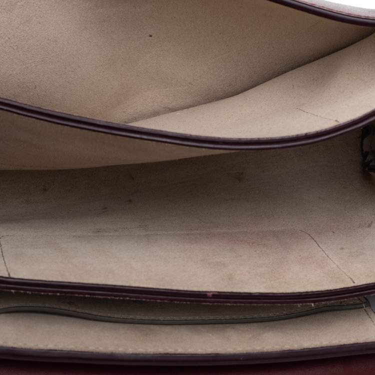 Pre Owned  Chloe Burgundy Leather And Suede Small Faye Shoulder Bag