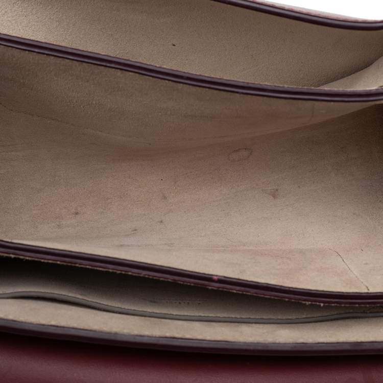 Pre Owned  Chloe Burgundy Leather And Suede Small Faye Shoulder Bag