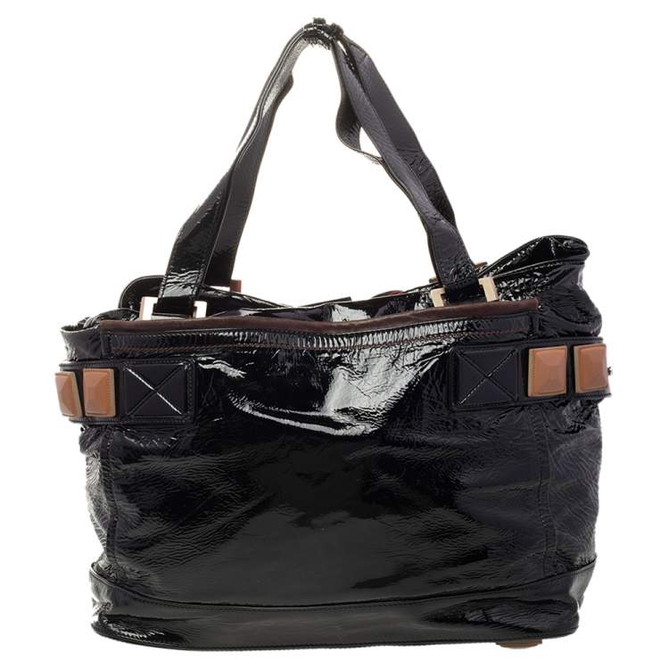 Pre Owned Chloe Black Patent Leather Audra Tote