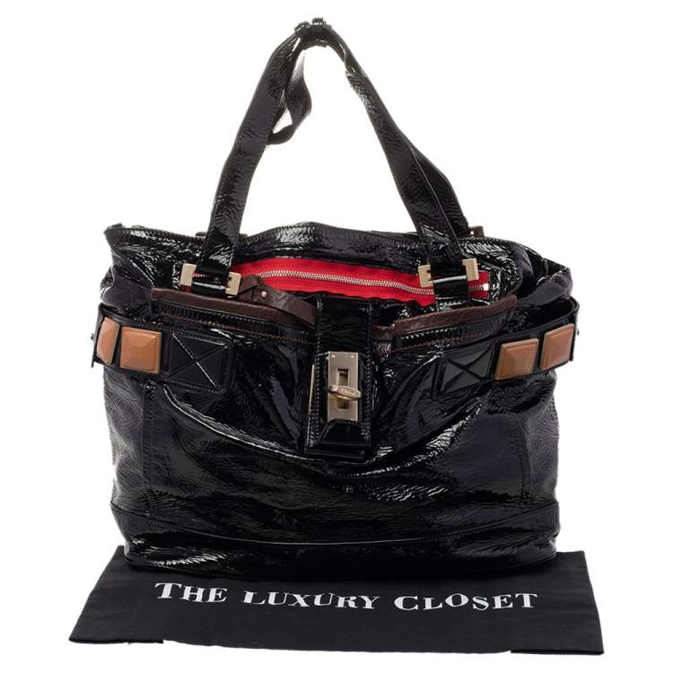 Pre Owned Chloe Black Patent Leather Audra Tote