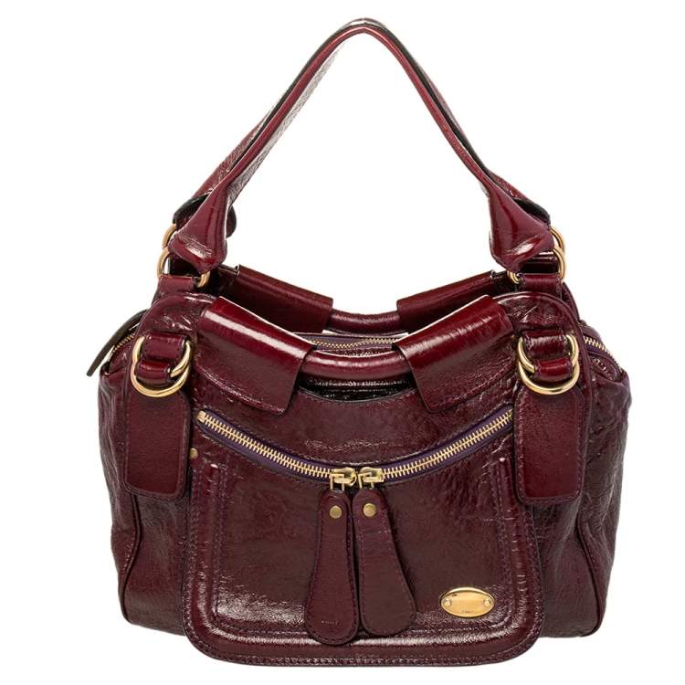 Burgundy Patent Leather Handbag