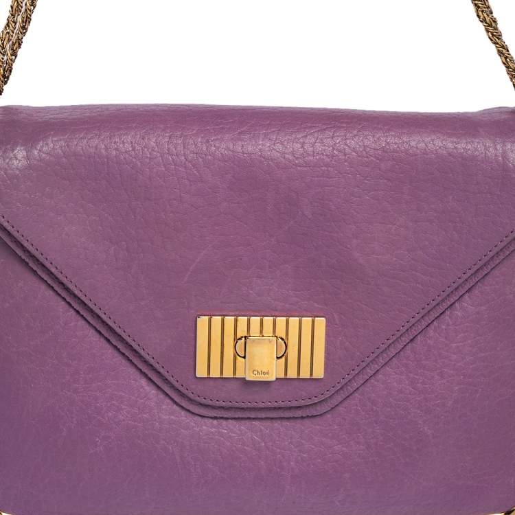 مملوكة مسبقًا Chloe Purple Leather Sally Medium Shoulder Bag