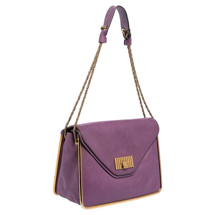 مملوكة مسبقًا Chloe Purple Leather Sally Medium Shoulder Bag