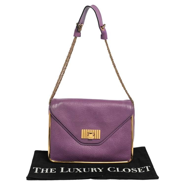 مملوكة مسبقًا Chloe Purple Leather Sally Medium Shoulder Bag