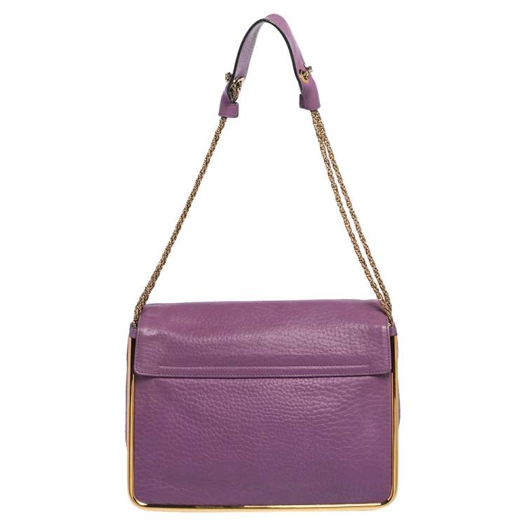 مملوكة مسبقًا Chloe Purple Leather Sally Medium Shoulder Bag