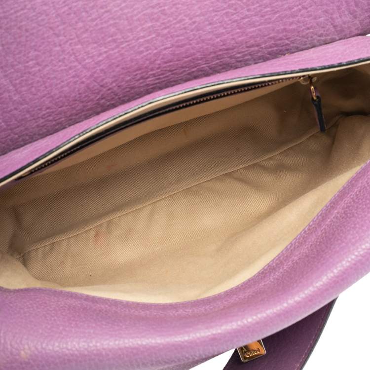 مملوكة مسبقًا Chloe Purple Leather Sally Medium Shoulder Bag