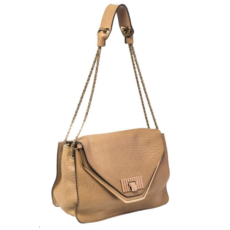 Pre Owned Chloé Beige Leather Medium Sally Flap Shoulder Bag