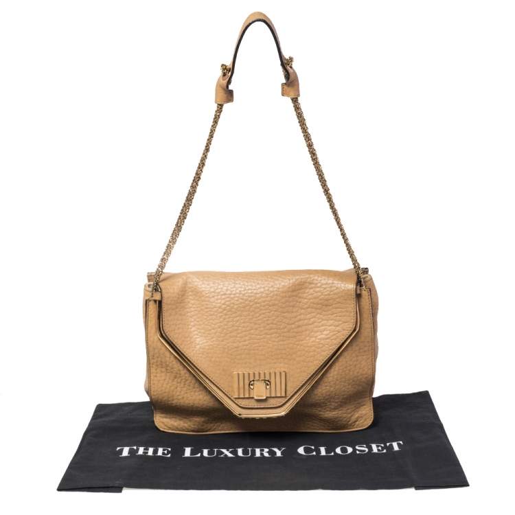 Pre Owned Chloé Beige Leather Medium Sally Flap Shoulder Bag