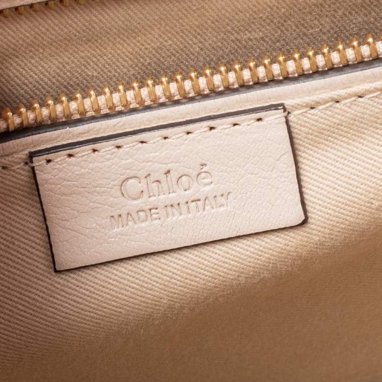 Pre Owned Chloe Beige Leather and Suede Medium Pixie Shoulder Bag 