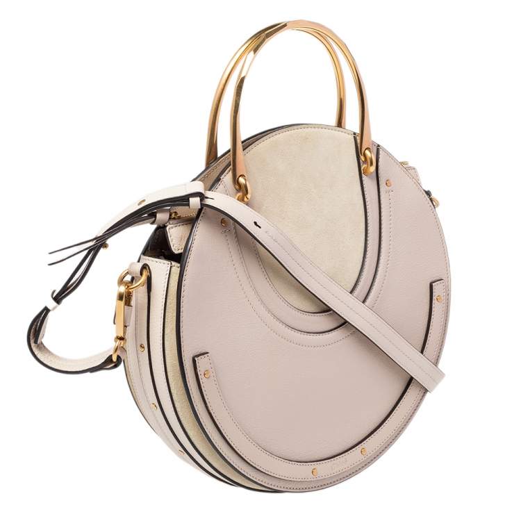 Pre Owned Chloe Beige Leather and Suede Medium Pixie Shoulder Bag 
