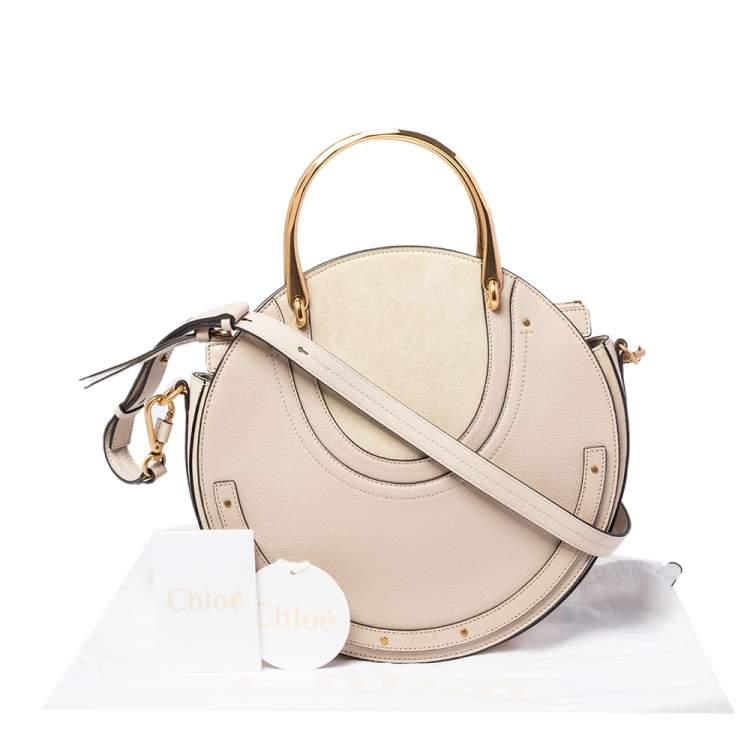 Pre Owned Chloe Beige Leather and Suede Medium Pixie Shoulder Bag 