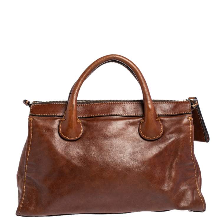 Pre Owned Chloe Brown Leather Edith Tote