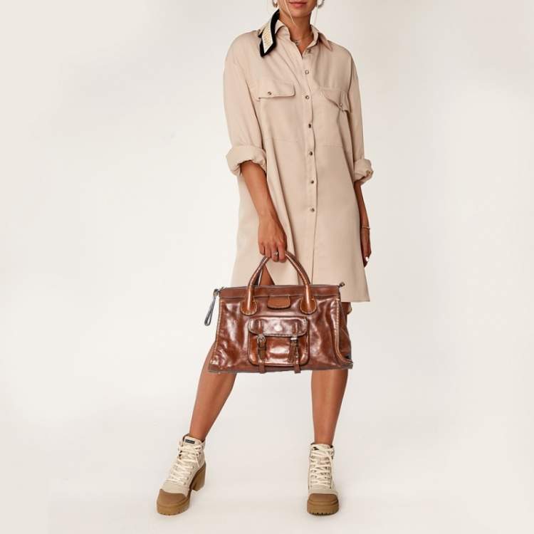 Pre Owned Chloe Brown Leather Edith Tote