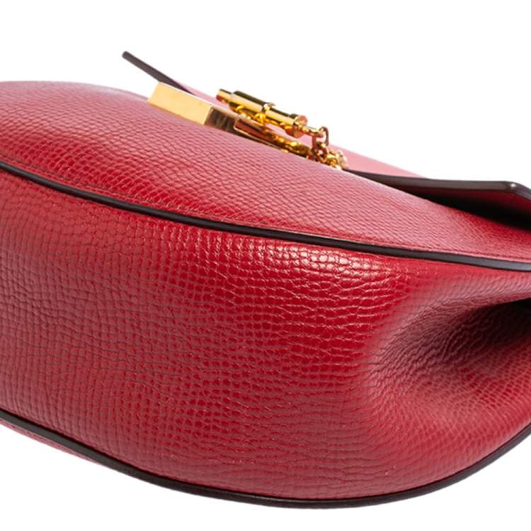 Pre Owned Chloe Two Tone Red Leather Medium Drew Shoulder Bag