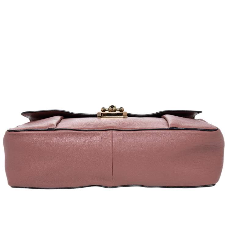 Pre Owned Chloe Old Rose Pink Leather Large Elsie Shoulder Bag
